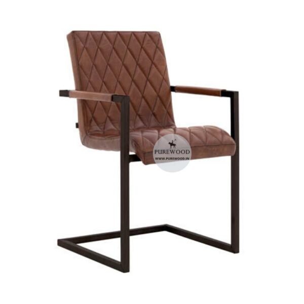 Industrial Leather Arm Dining Chair (6)