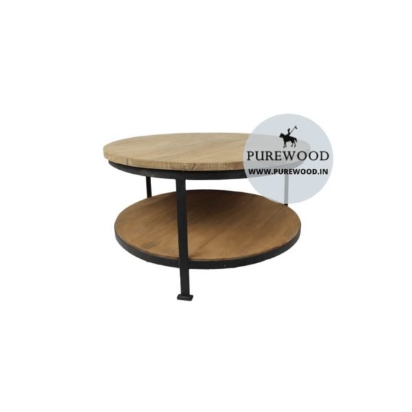 IndustrialRoundCoffeeTable with storage