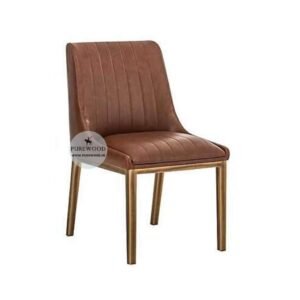 Leather Dining Chair - Wooden Lag (4)