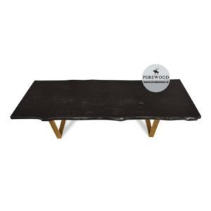 Live Edge Tisch mit schwarzer Holzplatte