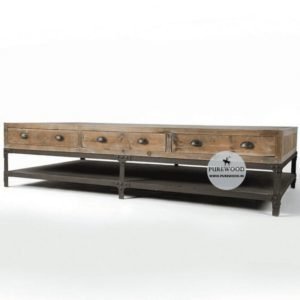 Table basse industrielle de meubles en bois de chêne