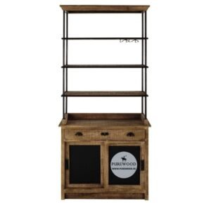 High trolley in solid mango wood