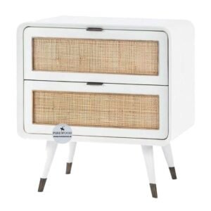 Stylish White Cane Bedside