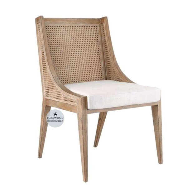 Upholstered Cane Back Chair