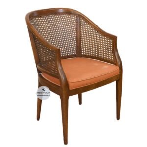 Vintage rieten fauteuil