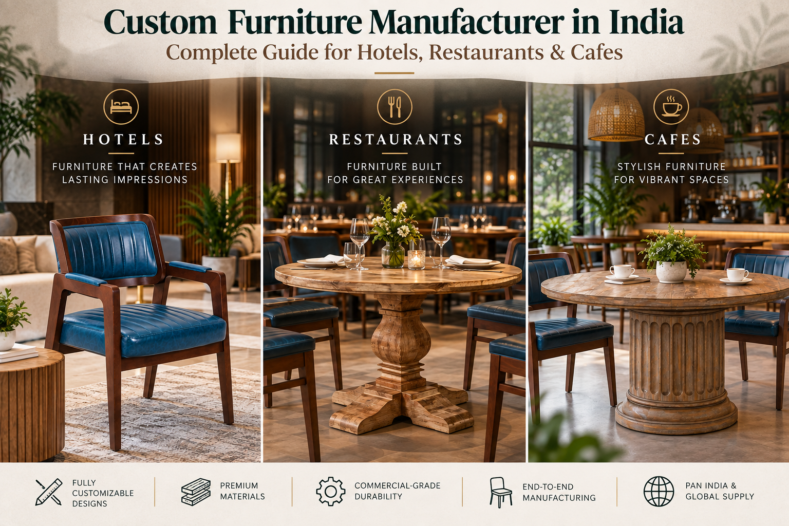 Custom furniture manufacturer in India for hotels, restaurants and cafes
