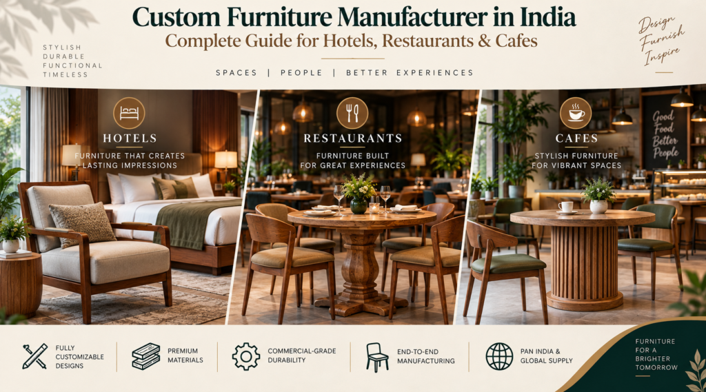 Custom furniture manufacturer in India for hotels, restaurants and cafes